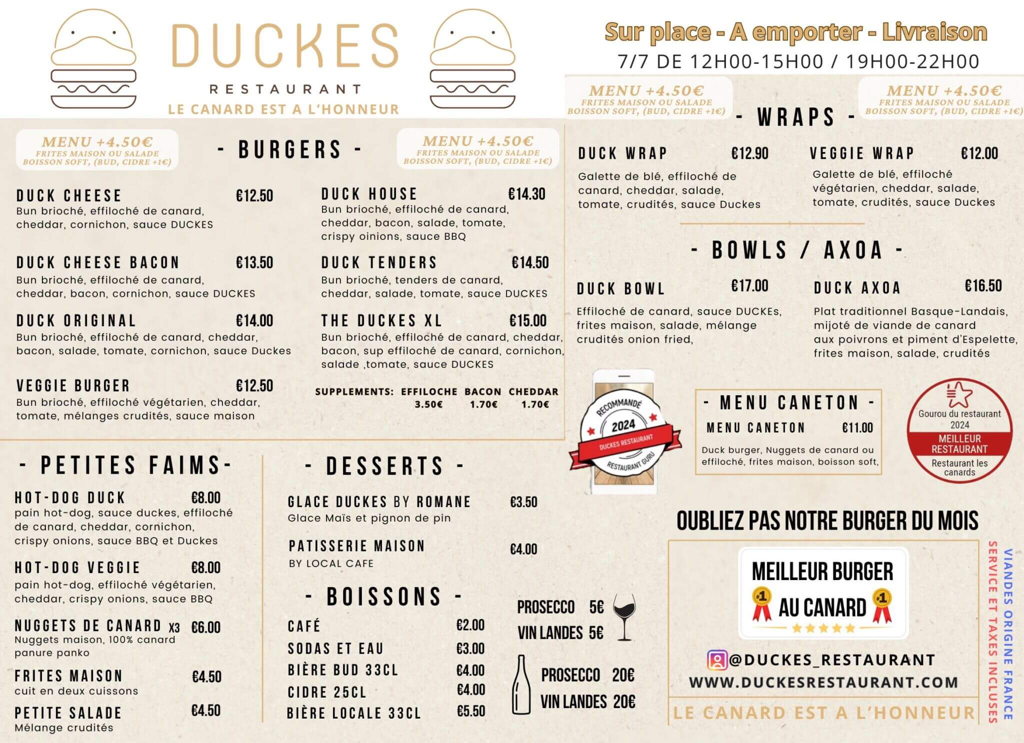 burger canard hossegor